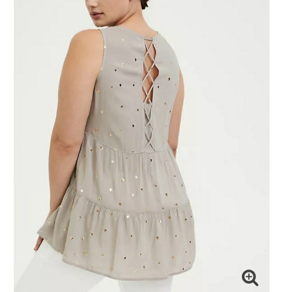 Torrid Taupe/Gold Challis Tunic Tank - Picture 2 of 9